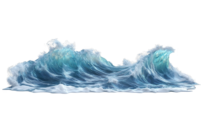 Abstract Glitch Art Ocean Wave with Blue and White Water