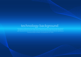 Blue line curve wave smooth technology abstract technology innovation concept vector background and glowing light