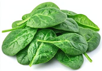 Fototapeta premium fresh green spinach leaves isolated on white background