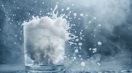 Obraz premium Hazy liquid nitrogen beverage against a silver backdrop