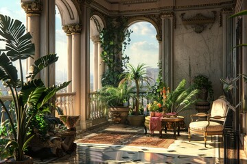 Fototapeta premium Classical Building Terrace