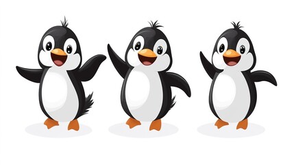 Naklejka premium Cute Penguin Dancing Vector Illustration on White Background. Playful and Joyful Penguin Character with Fun Dance Moves.