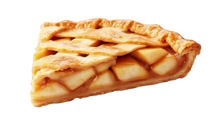 Delicious Apple Pie Slice with Golden Crust and Caramel Glaze