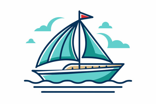 recommend clip art: A stylized line drawing of a sailing-boat vector art illustration
