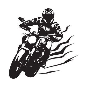 recommend clip art: Biker rides a motorcycle silhouette Vector Image isolated on white
