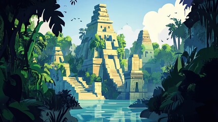 Lost civilizations flat design front view mystery theme animation vivid