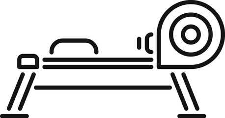 Simple icon of a rowing machine for exercising at the gym or at home, promoting fitness and a healthy lifestyle