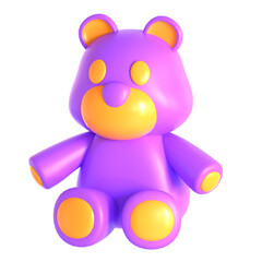 kid teddy bear 3d icon illustration