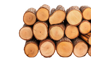 Fototapeta premium Stack of freshly cut wooden logs with distinct circular patterns