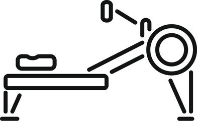 This icon of a rowing machine represents the concept of indoor exercise and physical fitness training