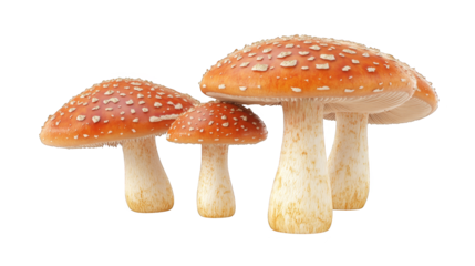 Red and White Mushroom Cluster with Abstract Background