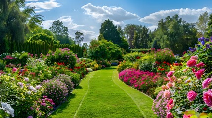 Fototapeta premium Colorful Flower Garden Path