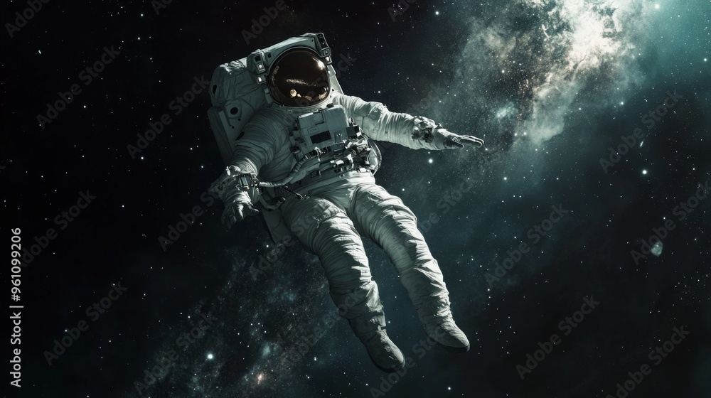 Poster astronaut floating in the vastness of space