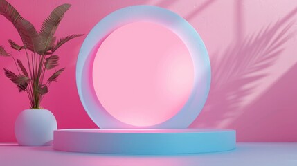 Stylish bright background with circle showcases products.