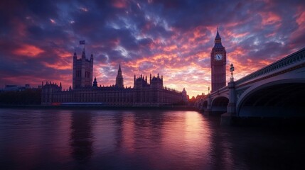 London's Majestic Skyline at Sunset