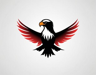 Obraz premium eagle silhouette logo design. Modern style and minimalist icon in gradient black and red color. Ai generated image.