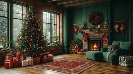 christmas tree with gifts and presents