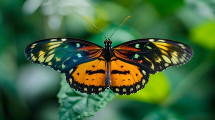 Obraz premium Colorful Butterfly with Green Background