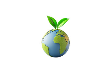 Earth with green leaves symbolizing environmental sustainability and growth