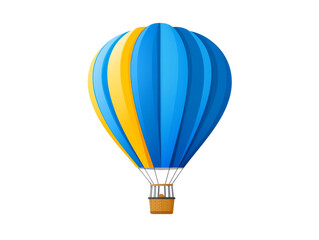 Naklejka premium Colorful hot air balloon in blue and yellow against black background
