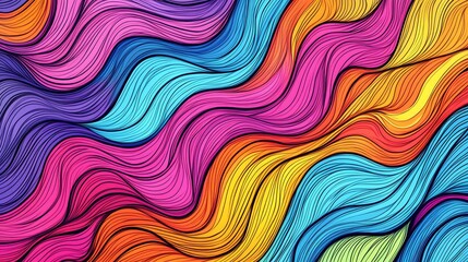 Obraz premium Abstract colorful wavy background with hand-drawn lines.