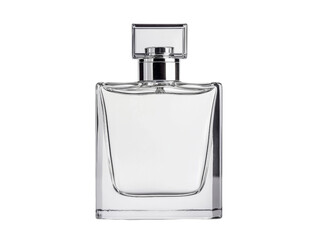 Elegant clear glass perfume bottle with minimalist design