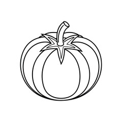 Tomato vegetable line icon. Tomato with leaves flat icon.