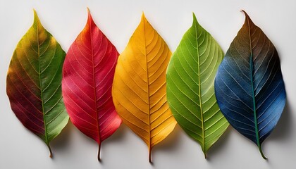 Colorful leaves on isolated background.