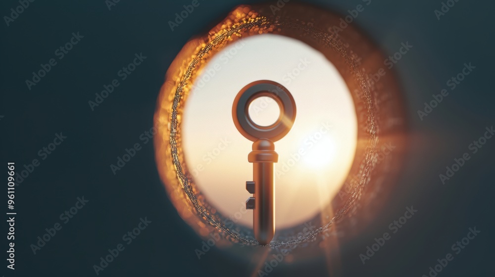 Poster a conceptual image of a keyhole with a beam of light shining through, symbolizing the discovery of i