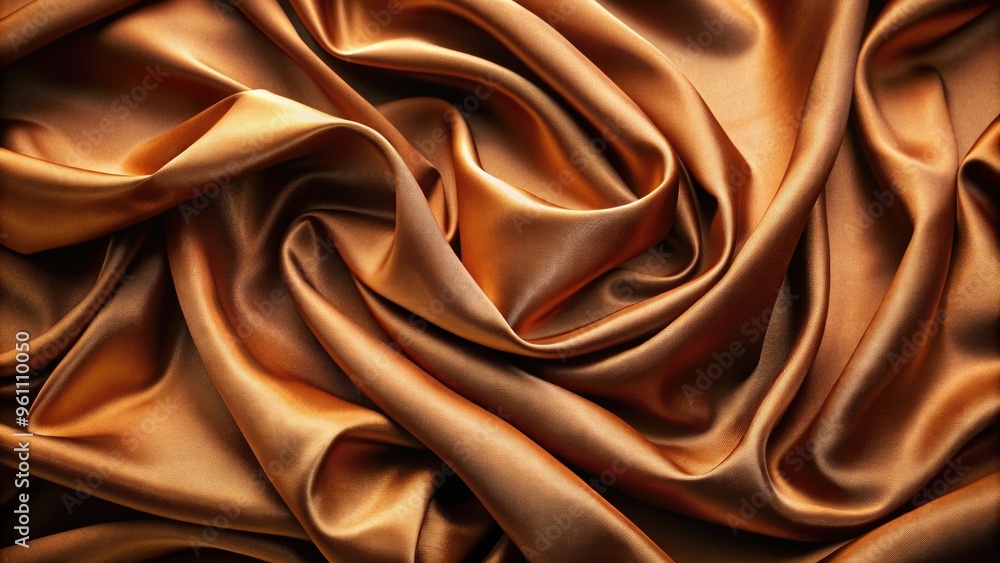 Wall mural brown silk fabric with luxurious folds and wavy textures , brown, background, luxury, cloth, silk, g