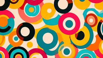 Naklejka premium Abstract geometric pattern of colorful circles and rings.