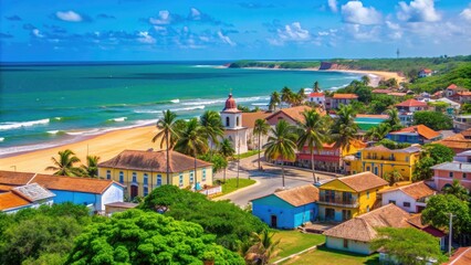 Fototapeta premium Sergipe State in Brazil featuring scenic beaches and colorful colonial architecture, Sergipe, Brazil, state