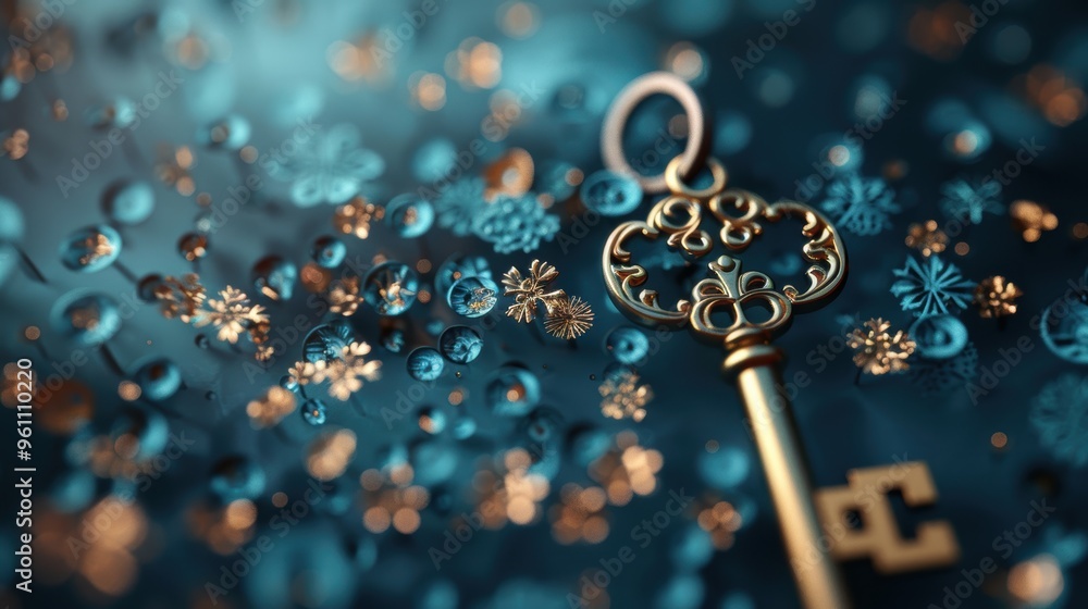 Poster an artistic interpretation of key symbolism in the context of security and safety, with a focus on i