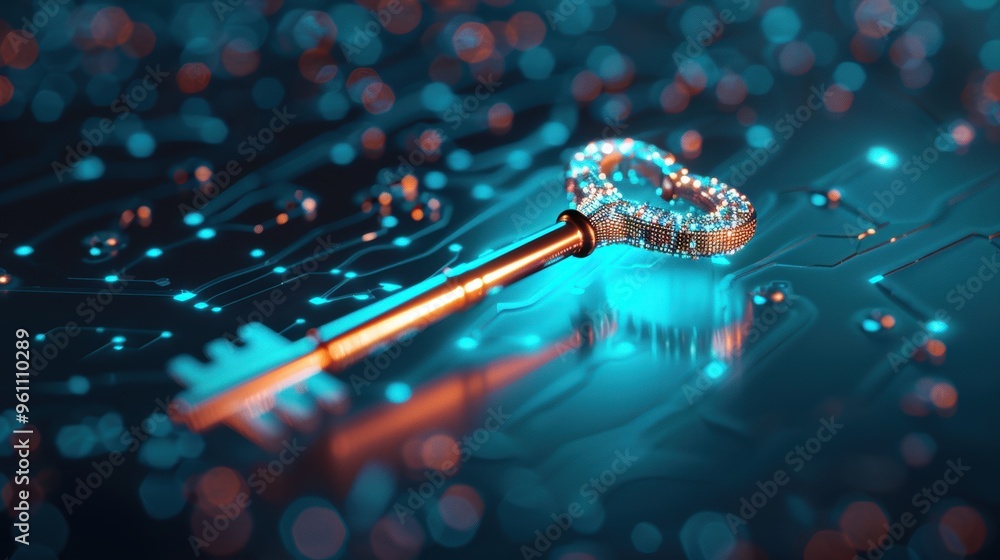 Poster a conceptual image symbolizing security and safety, featuring a prominent key as a central motif. th