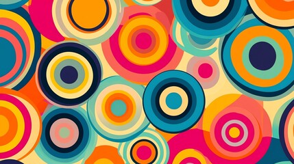 Retro colorful pattern with overlapping circles.