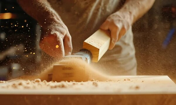 Carpenter Working with Wood