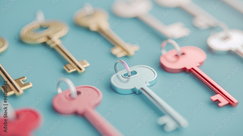 Poster a conceptual stock photo depicting the symbolism of keys, emphasizing themes of access and control i