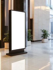 Blank Digital Signage in Modern Lobby