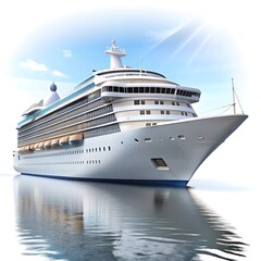 A cruise ship is docked in the ocean