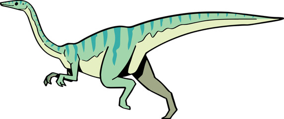 hand drawn cute cartoon dinosaur character running illustration.
