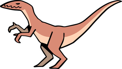 hand drawn cute cartoon dinosaur character running illustration.
