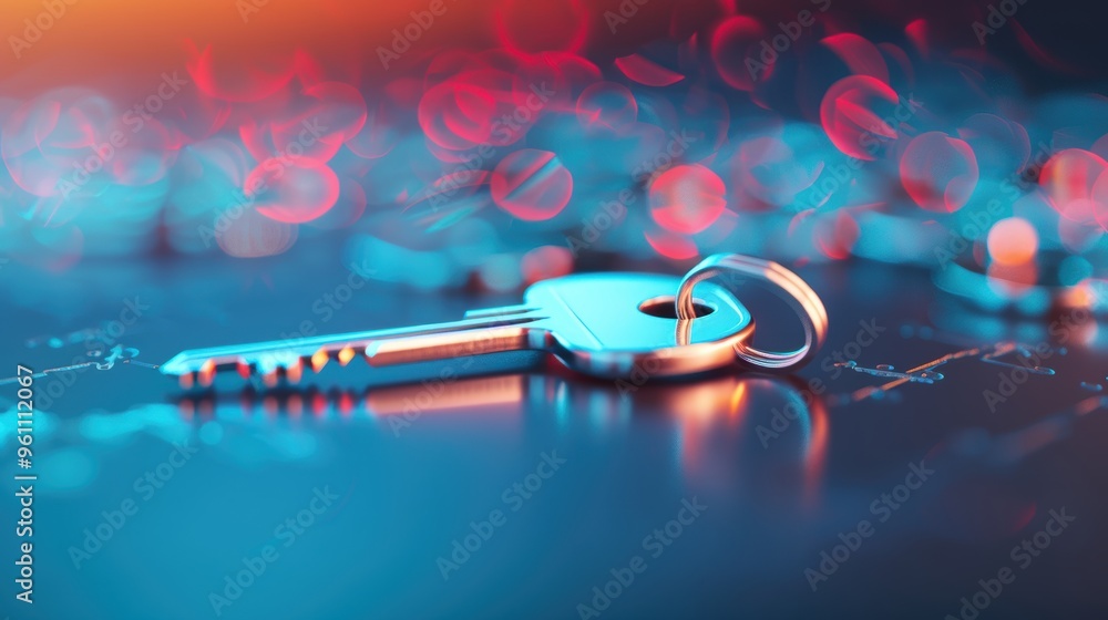 Poster a close-up of a traditional key and a modern electronic key fob, symbolizing the evolution from phys