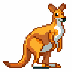 Obraz premium Pixel Art Kangaroo Retro Australian Animal in Classic 8 bit Style
