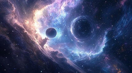 Cosmic Nebula with Two Planets