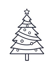 Fototapeta premium Christmas tree icon, line design, vector illustration isolated on white background 