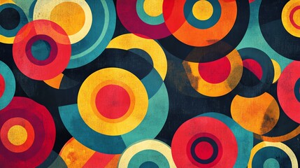 Naklejka premium Abstract colorful circles pattern with grunge texture.