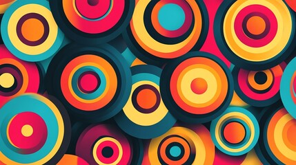 Abstract background with colorful, concentric circles.