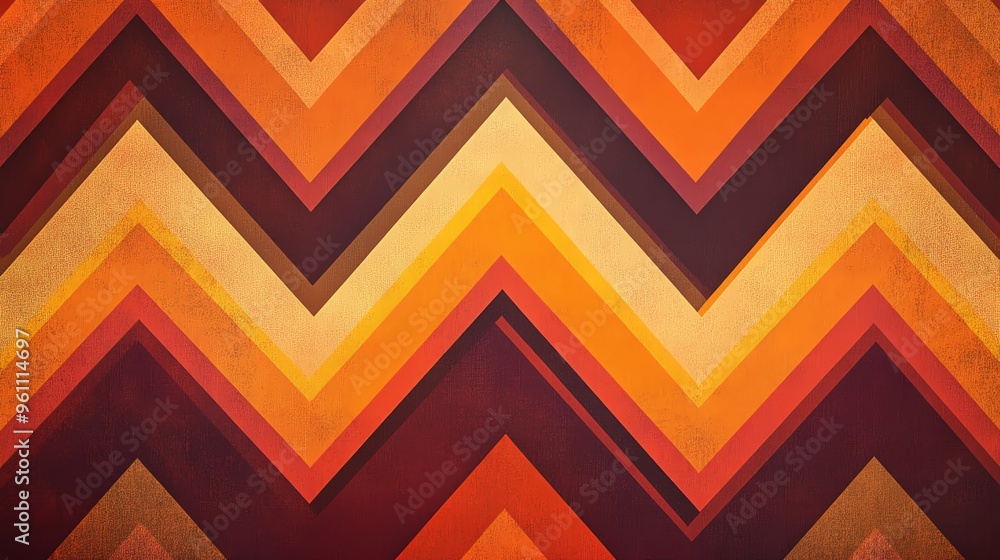 Poster retro style chevron pattern in warm colors.