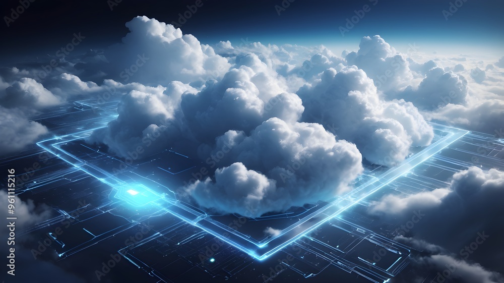 Poster cloud computing network data center abstract concept