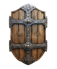 Fototapeta premium Wooden Shield with Metal Accents and Ornate Details